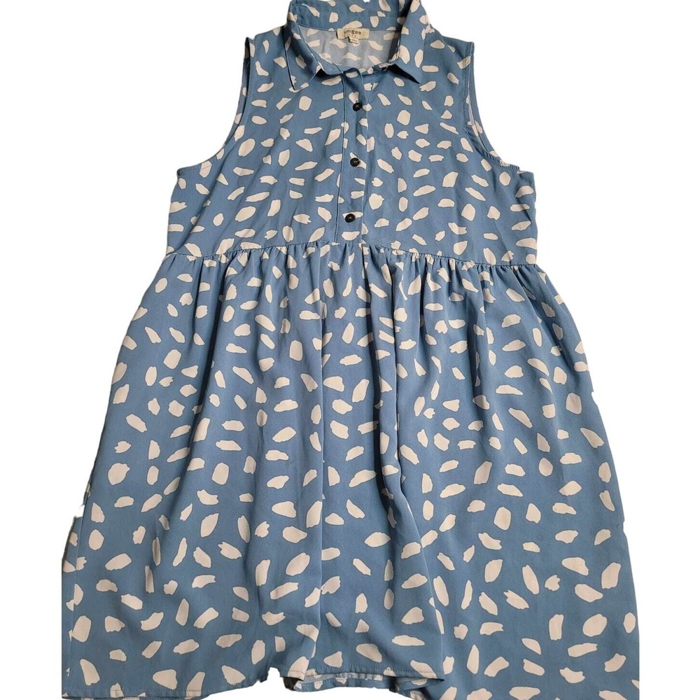 Umgee Blue/White Sleeveless‎ Dress Women's Medium